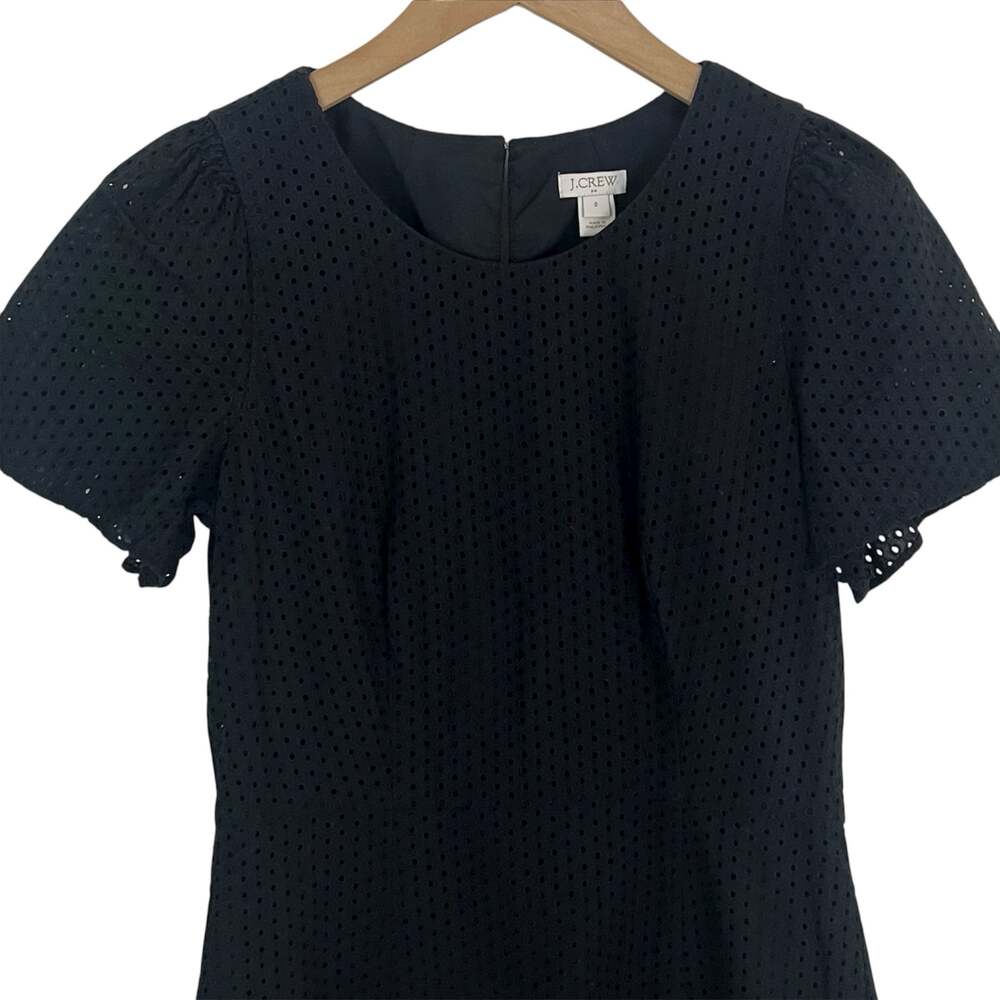 J. Crew Flutter Sleeve Eyelet Mini Dress in Black Size 0 - Picture 4 of 7